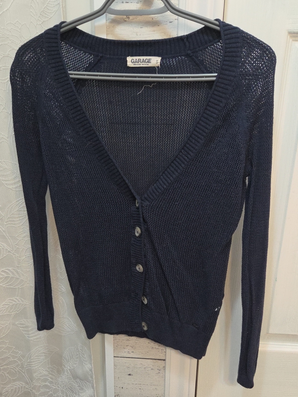 Garage Women’s Navy V-Neck Button Cardigan Sweater